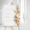 Wedding Welcome Signs Fall Flowers, Boho Pumpkin Welcome To The Wedding Of by Custom