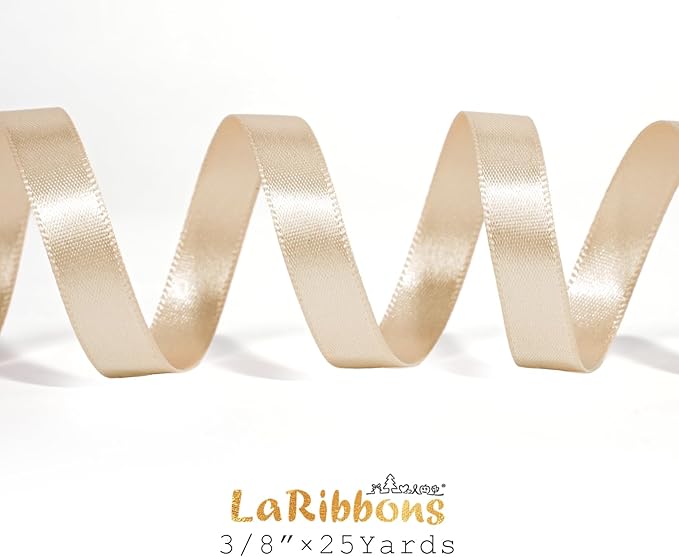 LaRibbons Nude Satin Ribbon 3/8 Inch 25 Yards Luxury Double Faced Silk Ribbon - Image 5
