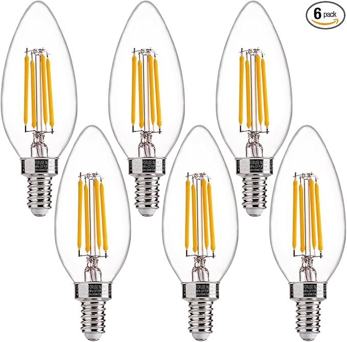 FLSNT 60W Equivalent LED Chandelier Light Bulbs, Dimmable LED B11 E12 by FLSNT