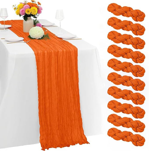 10 Pack Orange Cheesecloth Table Runner -21*120Inch Long Boho Wedding Table by MIRRASMIRROR