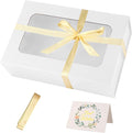 White Large Gift Box with Window, 13.5"x9"x4.3" Bridesmaid Box by TIACABO