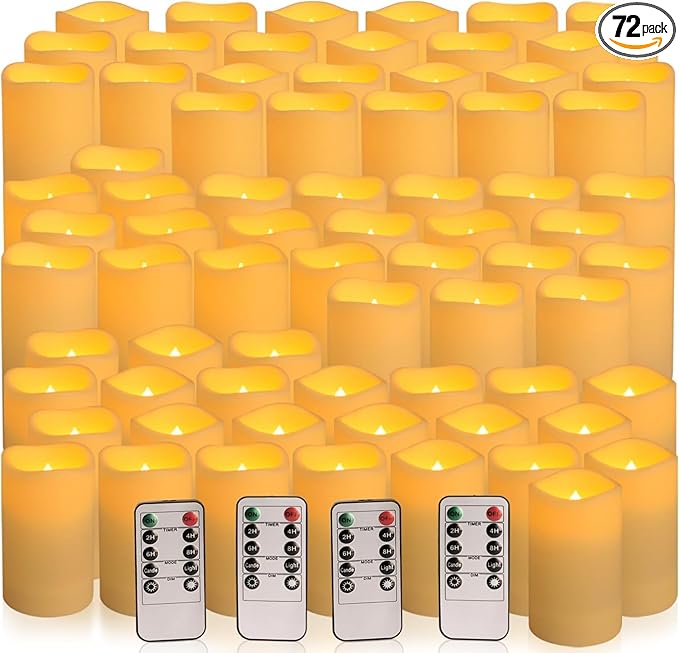 Set of 72 Waterproof Outdoor Flameless Candles, LED Candles by YOROXRG