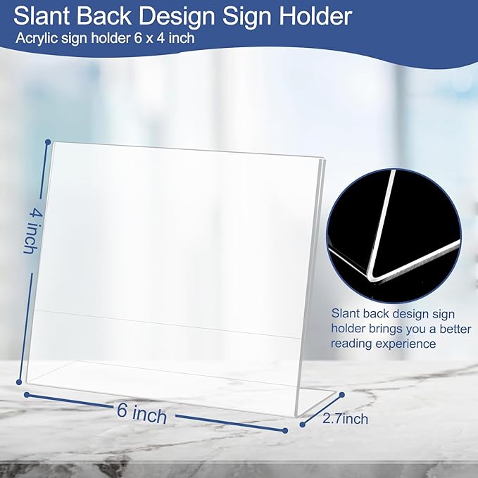 Slanted Back Acrylic Sign Holder 6 x 4, Acrylic Stands - Image 2