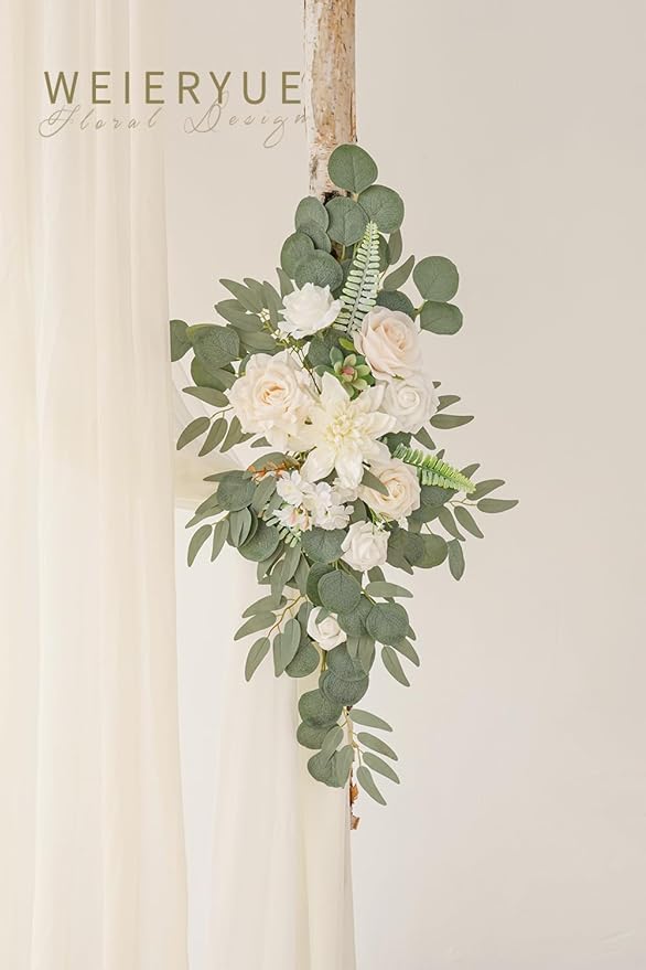 Deluxe White Artificial Wedding Arch Flowers - Image 4