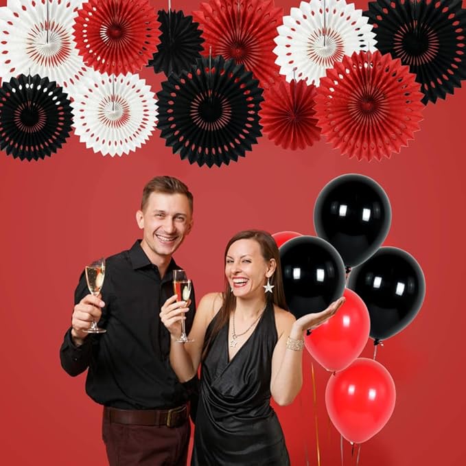 BEISHIDA Red Black White Hanging Honeycomb Round Paper Fans Decoration Tissue - Image 4