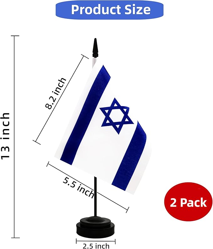 2 Pack Israel Desk Flag, Israeli Table Office Flag - Image 2