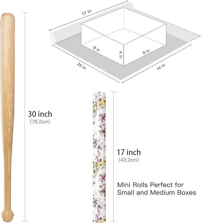 RUSPEPA Floral Wrapping Paper Roll Women Girls, Mini Roll, Watercolor Wild - Image 7