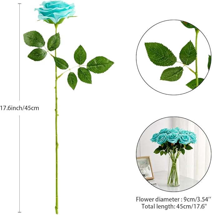 Artificial Rose 10pcs Open Flower Bouquet Faux Rose Stems - Image 4