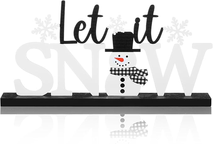 Winter Metal Sign Let It Snow Table Decor Christmas Tiered Tray Decor - Image 3