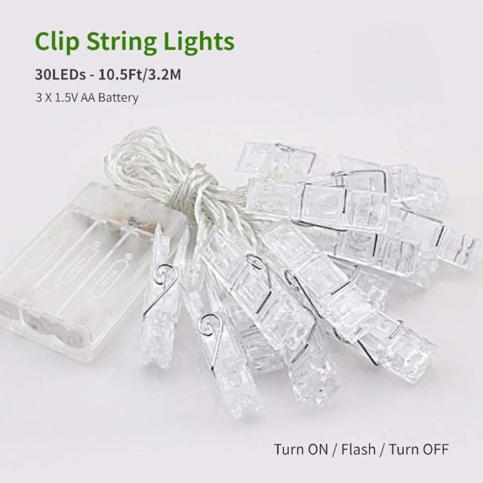 Dopheuor Photo Clip String Lights LED Battery Operated Starry Fairy Copper - Image 6