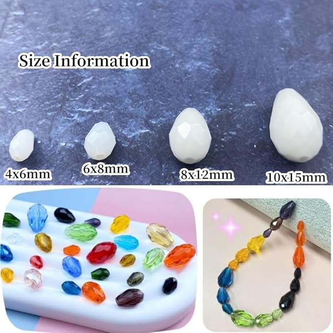 200pcs 4x6mm Teardrop Crystal Glass Beads Vertical Hole Faceted Glass Teardrop - Image 2