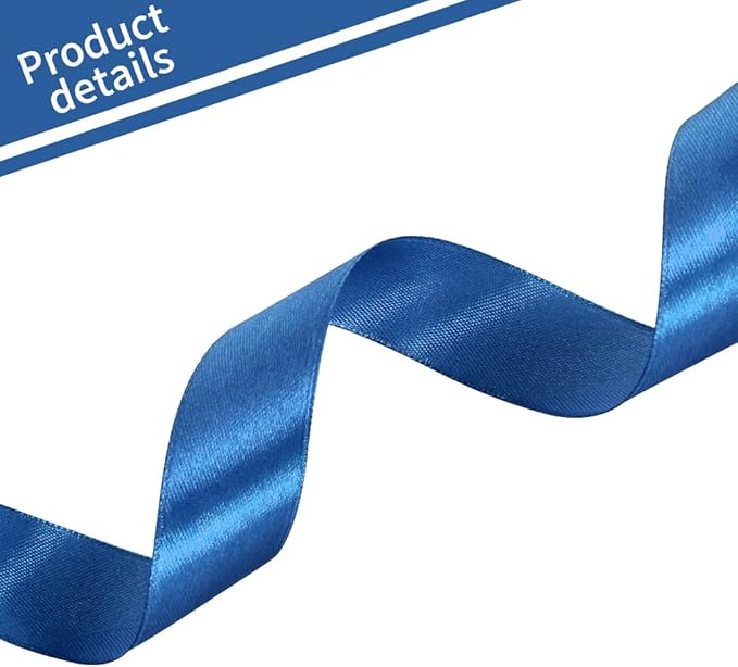 TONIFUL 1 Inch x 100yds Navy Deep Blue Satin Ribbon, Thin Solid Color Satin - Image 3