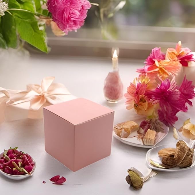 Oletx 25 Pcs Pink Paper Gift Boxes, Small Candy BoxesBulk, Goodie TreatBoxes - Image 6