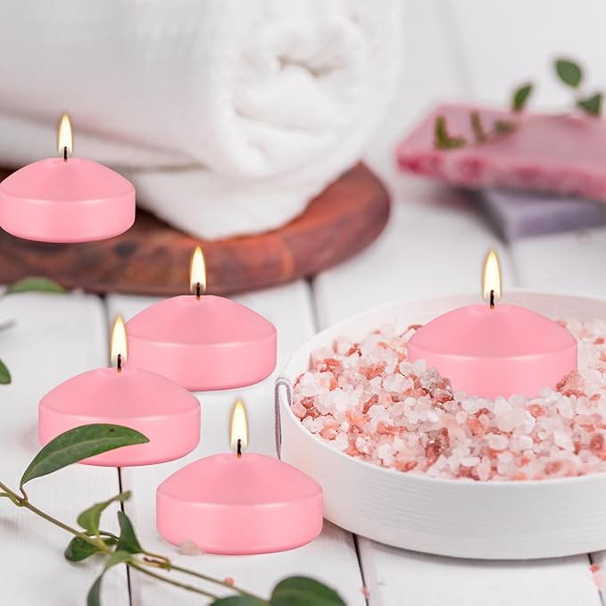 12 Pcs 3 inch Romantic Pink Floating Candles, Smokeless and Unscented, Burns - Image 5