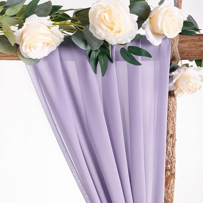 Socomi Wedding Arch Draping Fabric 2 Panels 29" x 19Ft Lavender Purple Sheer - Image 4
