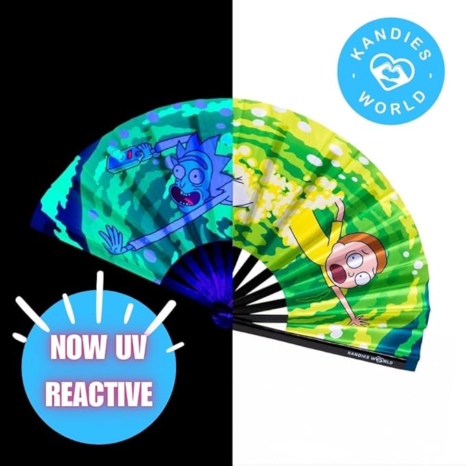 Kandies World UV Reactive Custom Festival Folding Hand Fan - Image 4