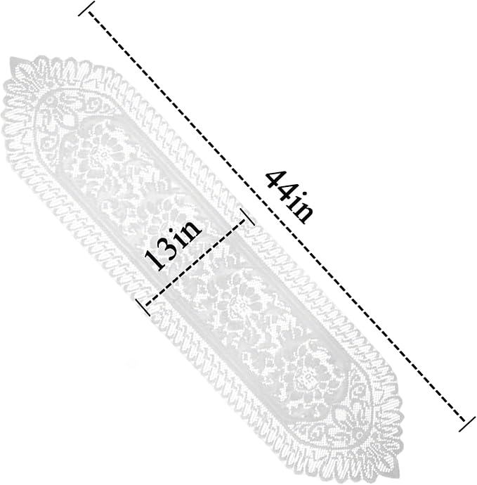 Tinsow 2 Pack Cotton Crochet Lace Rectangular Table Runner Dresser Scarf Doilies - Image 2