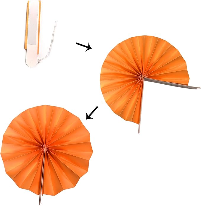 Hanging Paper Fan Set, Tissue Paper Pom Poms Flower Fan and Honeycomb Balls - Image 5