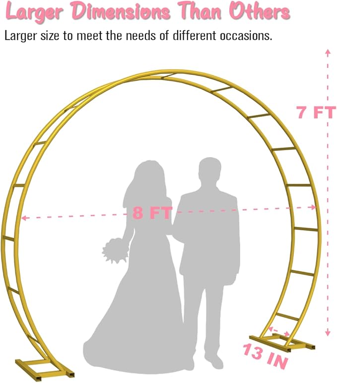 Queension Metal Arch Backdrop Stand 8Ft Wide 7Ft High, Wedding Arch Frame - Image 2