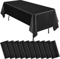 10 Packs Satin Tablecloth 57 x 108 Inch Black Rectangular Table Cloth Silk by Lumaycens