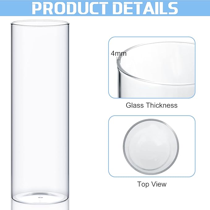 12 Pcs Thin Glass Cylinder Vases 2.5''/3.3'' Diameter 2mm Wall Thickness Clear - Image 3
