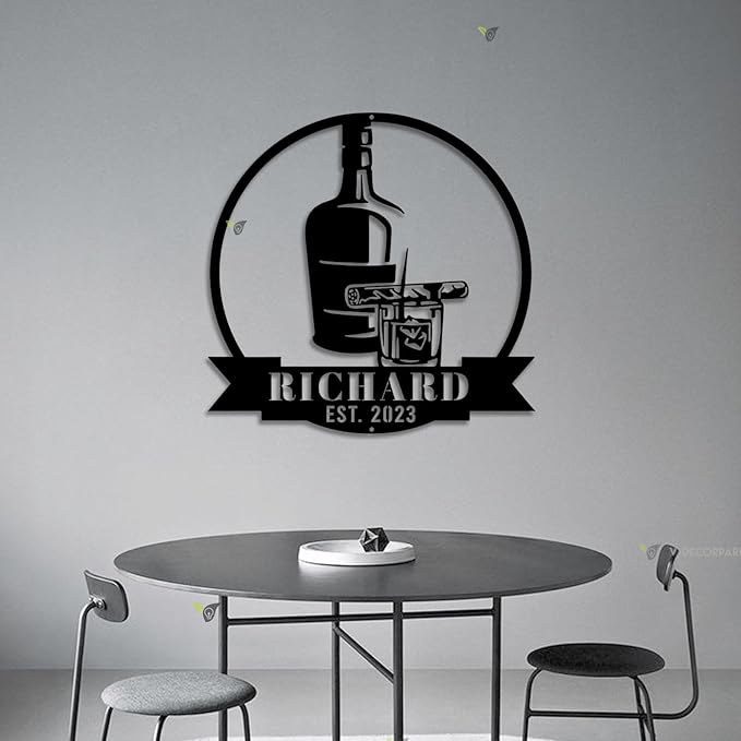 Custom Bourbon Cigar Metal Wall Art LED Light Personalized Whiskey Smoke Sign - Image 4