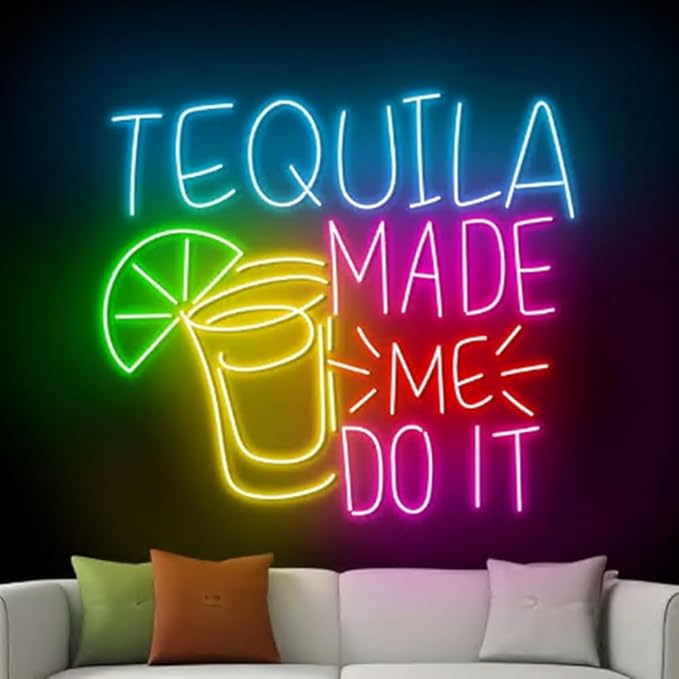 Tequila Made Me Do It Neon Wall Sign, Tequila Led Wall Sign, Cocktail Neon Wall - Image 4