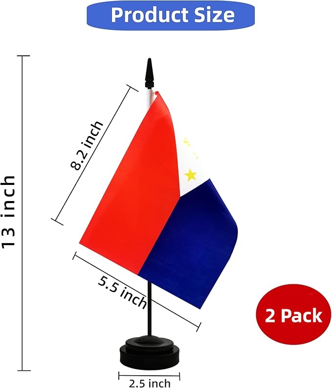 2 Pack Philippines Desk Flag, Filipino Table Office Flag - Image 2