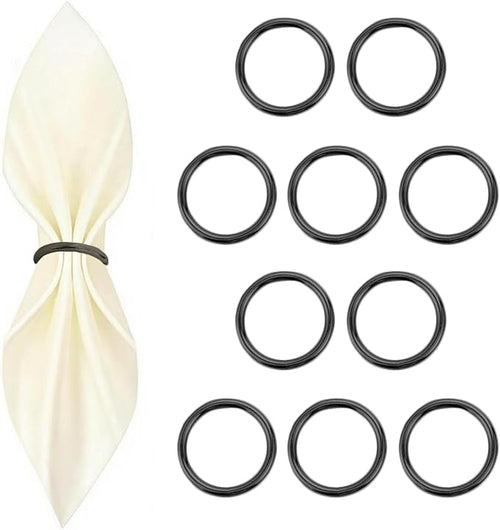 10 Pcs Black Napkin Rings by Unknown