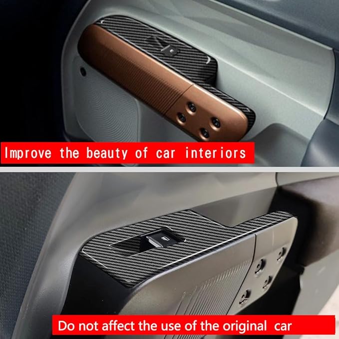 4pcs Carbon Fiber Style Front Rear Doors Window Glass Lift Switch Panel Cover - Image 6