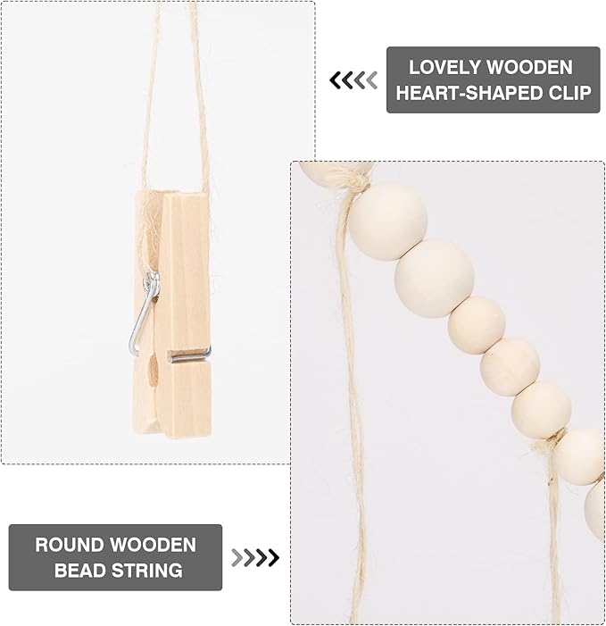 joycraft 5Ft Photo Banner with Clips, Photo Garland with Wooden Beads, Photo - Image 4