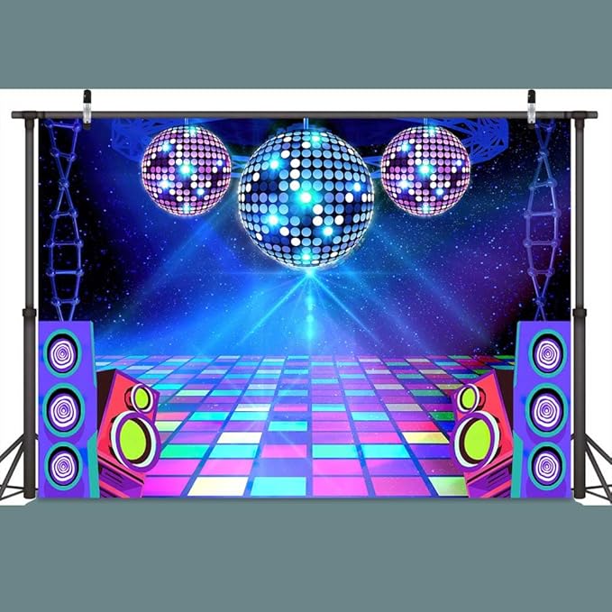 Disco Backdrop 7 x 5 ft Retro Glow Party 70s 80s 90s Theme Stage Dance - Image 3