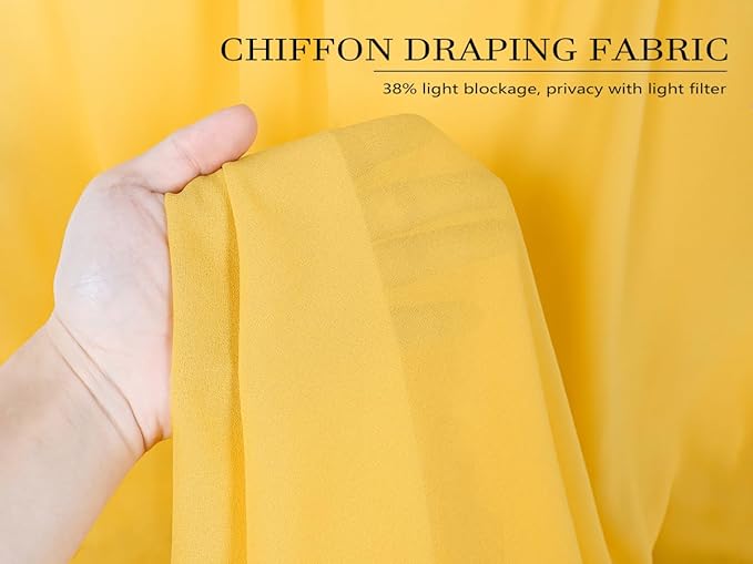 DUOBAO Chiffon Ceiling Drapes 20FT 6 Panels Gold Sheer Wedding Backdrop Curtains - Image 3