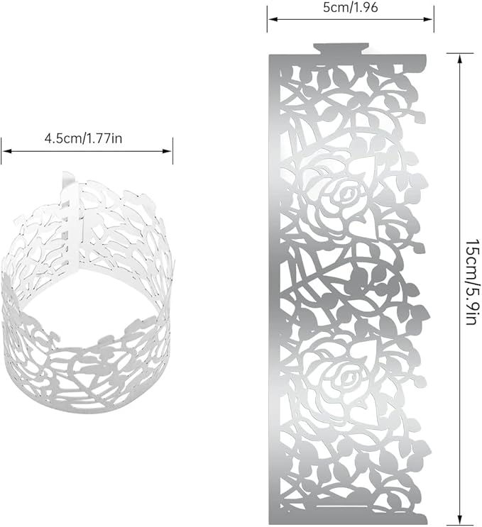 100pcs Disposable Rose Flower Paper Napkin Rings Laser Cut Foil Paper Napkin - Image 2