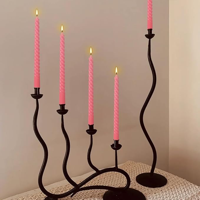 12-Pack Pink Spiral Taper Candles – 10 Inch Elegant Dripless & 10-Hour Burn – - Image 7