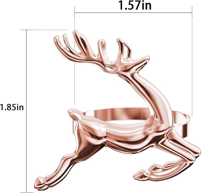 ZeeDix Set of 6 Rose Gold Elk Chic Napkin Rings - Image 2