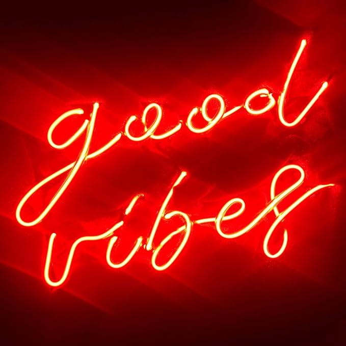LiQi ™ ' GOOD VIBES ' Red Real Glass Handmade Neon Wall Signs by +Liqi+neon+signs