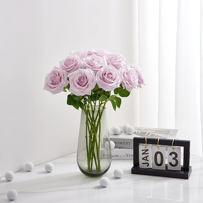 Artificial Rose 10pcs Open Flower Bouquet Faux Rose Stems - Image 2