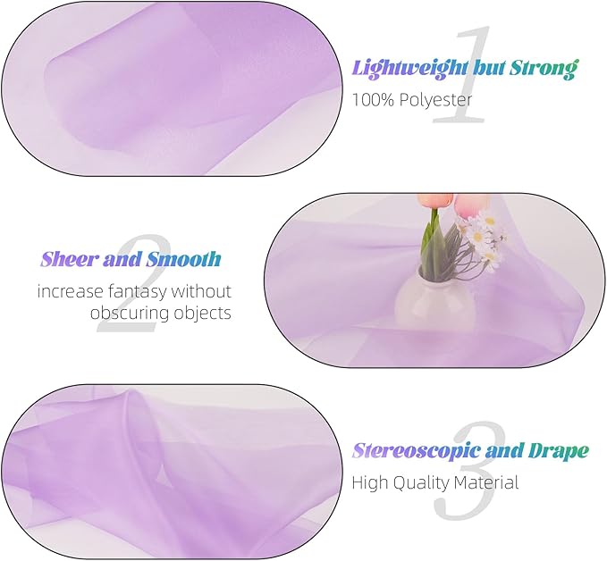 Crystal Organza Fabric Tulle 11 Inch by 50 Yards Sheer Tulle Rolls - Image 4