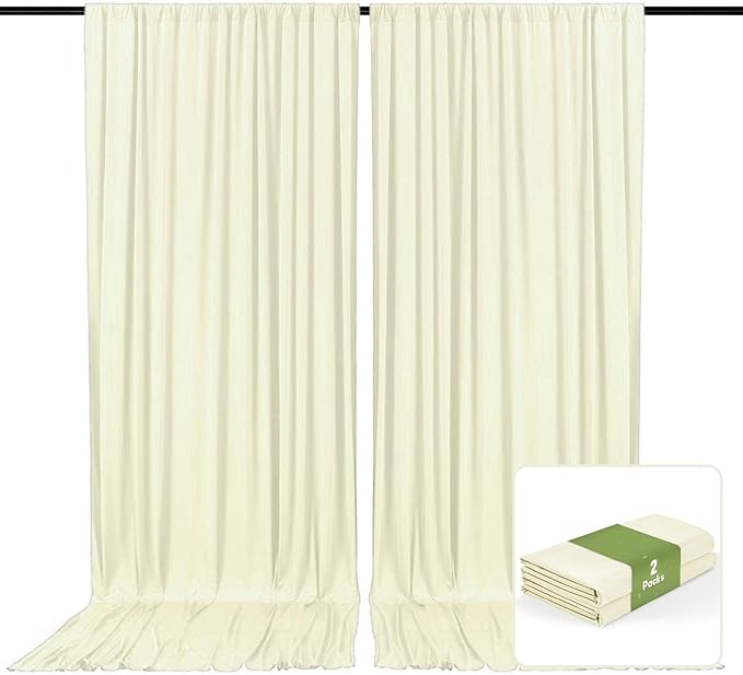2 Panels Beige Backdrop Curtain, 10 x 7 Feet Background Curtains by Zankubom