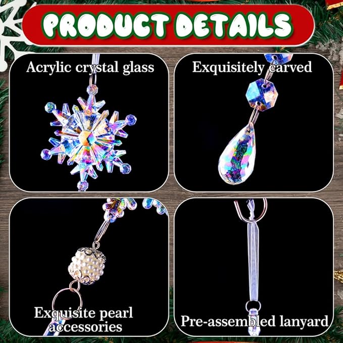 Lanpn 26pcs Christmas Ornaments Crystal Christmas Tree Decoration, Iridescent - Image 4