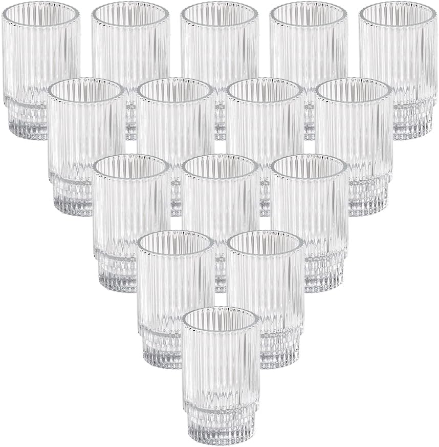 Serene Spaces Living 3.75in Clear Ribbed Glass Votive Holder, Decorative by SereneSpacesLiving