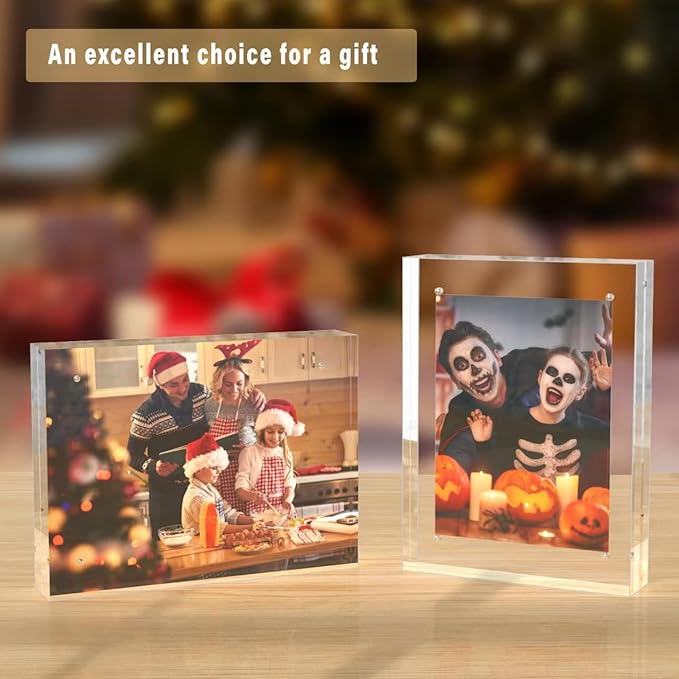 HELPLEX Acrylic Frames, 2 Pack 8.5x11, 24mm Thicker Frameless Clear Frame - Image 7