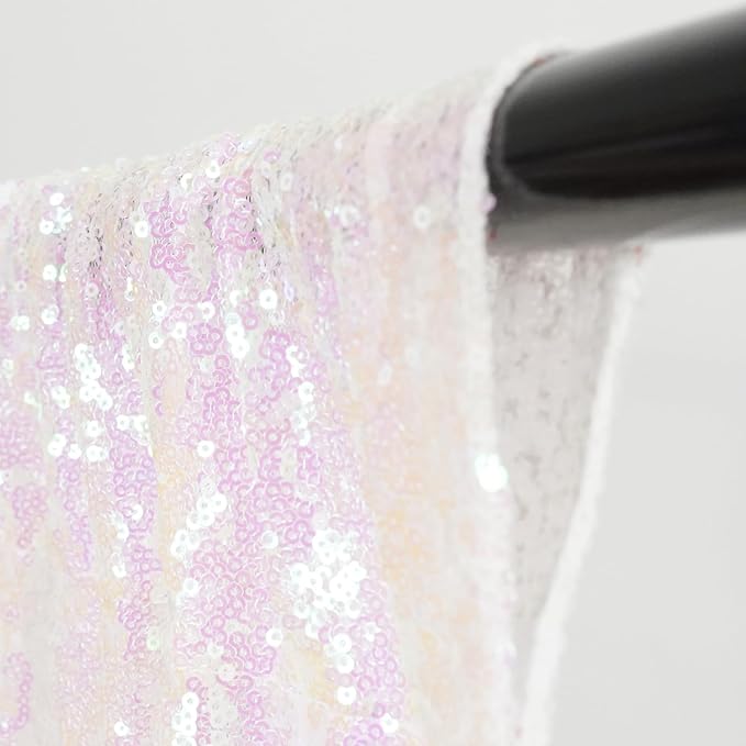 Eternal Beauty Sequin Backdrop Curtains, 2x8 Ft-2 Panels White Iridescent Back - Image 7