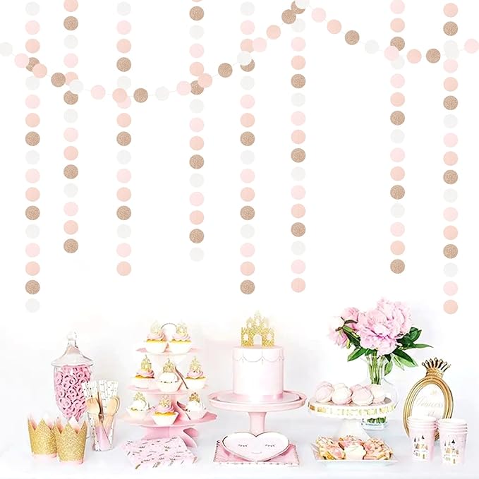 Rose-Gold Pink-White Birthday Party-Decorations Streamers - 52Ft Baby Bridal - Image 4