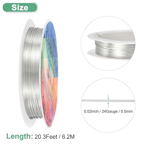 0.5 mm/24 Gauge Copper Wire for Jewelry Making, 20.3FT Copper Beading Craft - Image 3