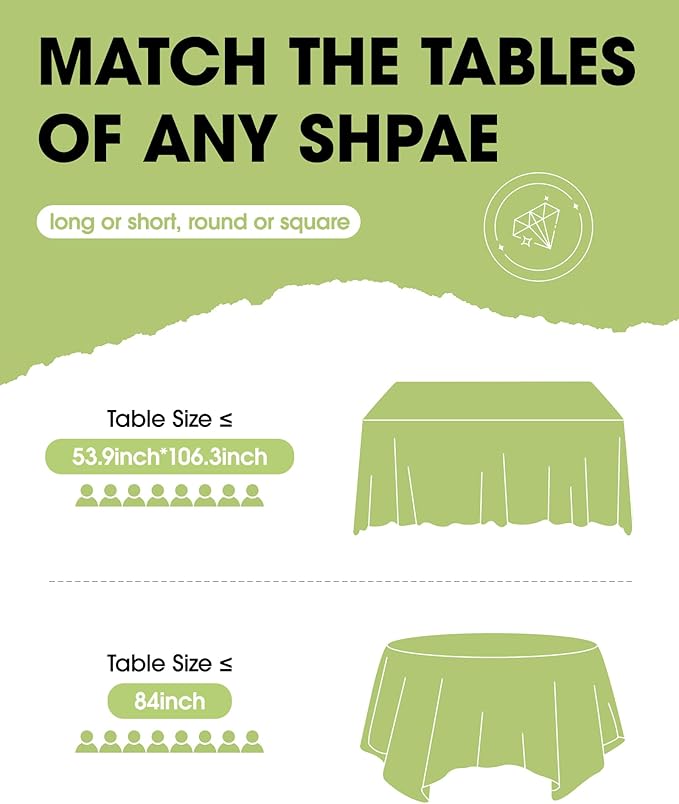 Pureegg Plastic Table Cloth Disposable 10 Pack, Decorative Tablecloths - Image 2