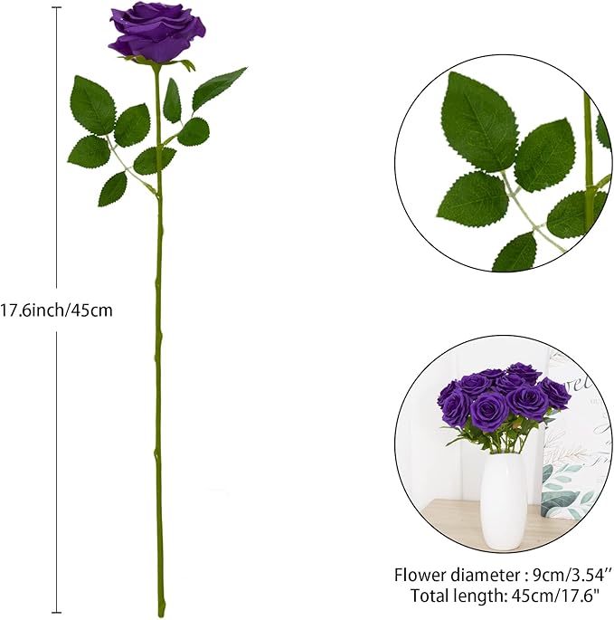 Artificial Rose 10pcs Open Flower Bouquet Faux Rose Stems - Image 4