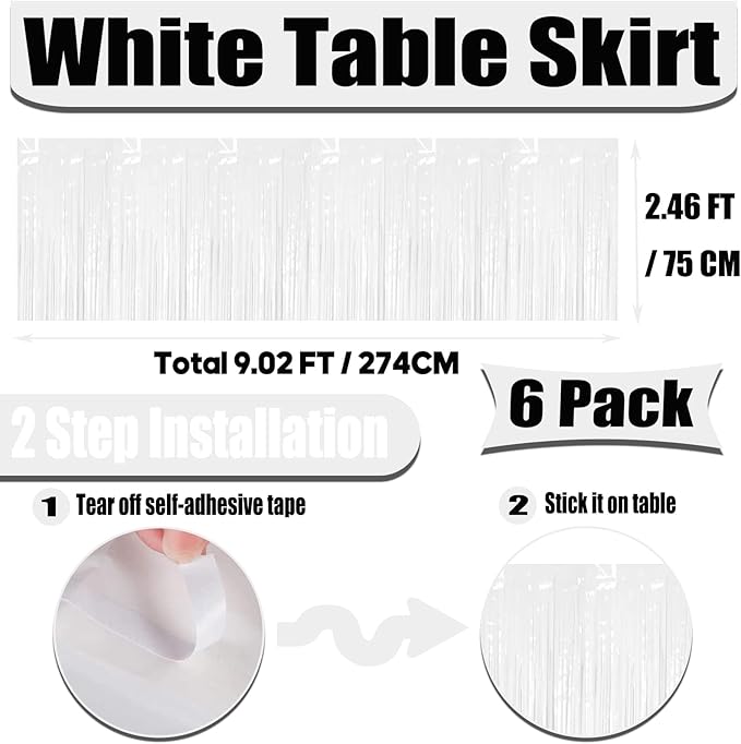 6 Pack 29x108 Inch Metallic Foil Fringe Tinsel Table Skirts Banner - Image 2
