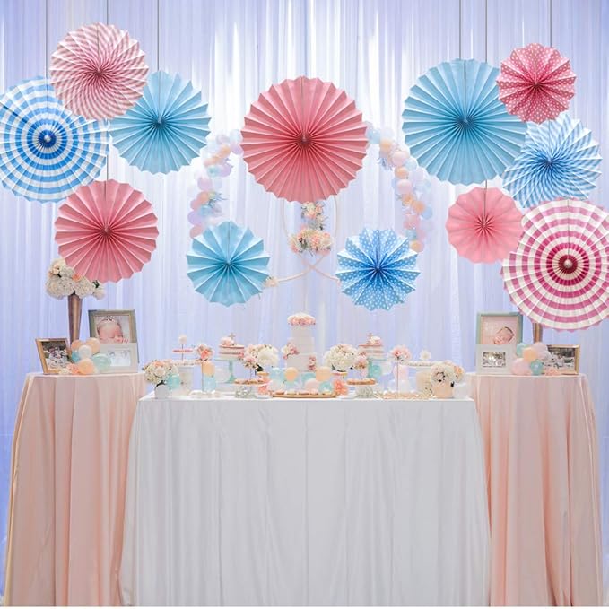 Hanging Paper Fans Party Set, Round Pattern Paper Garlands Decoration - Image 6